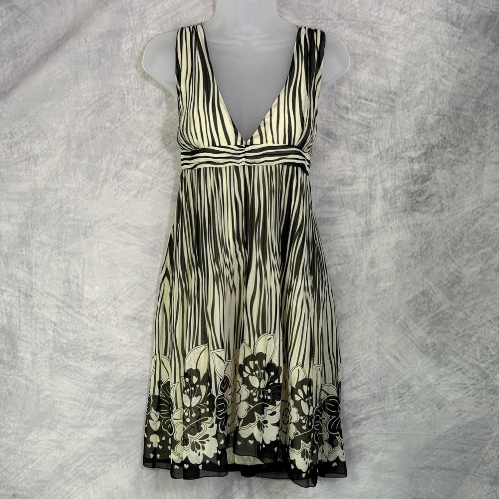 Alice Olivia Striped Sleeveless Silk Lined Dress Sz L babydoll indie club Y2K